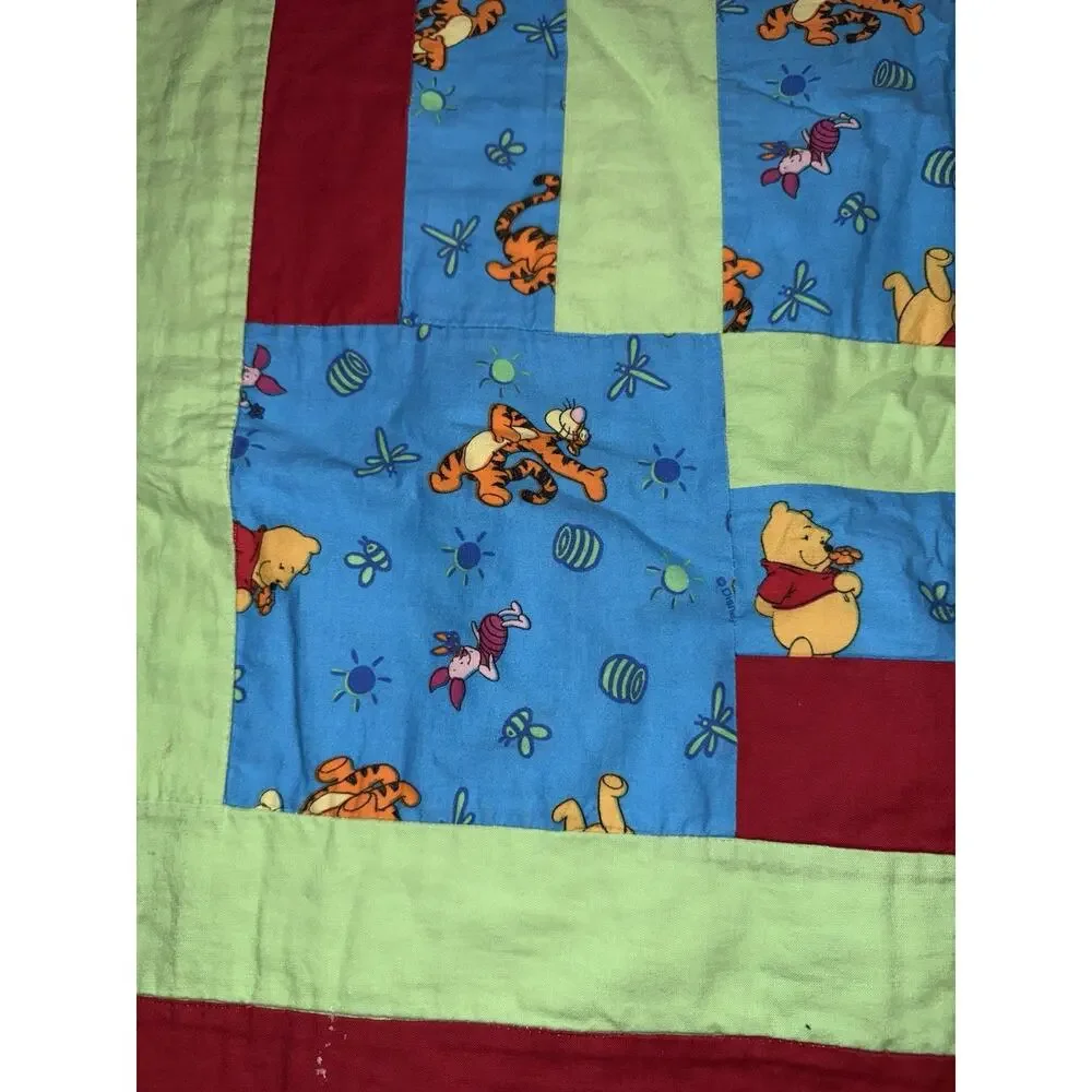 Winnie The Pooh & Friends Hand Made Patchwork Throw / Crib Quilt Blanket 51”x45”